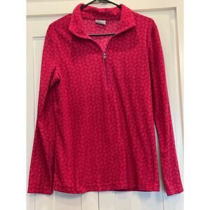 Columbia ladies fleece 1/4 zip pink geometric baselayer large